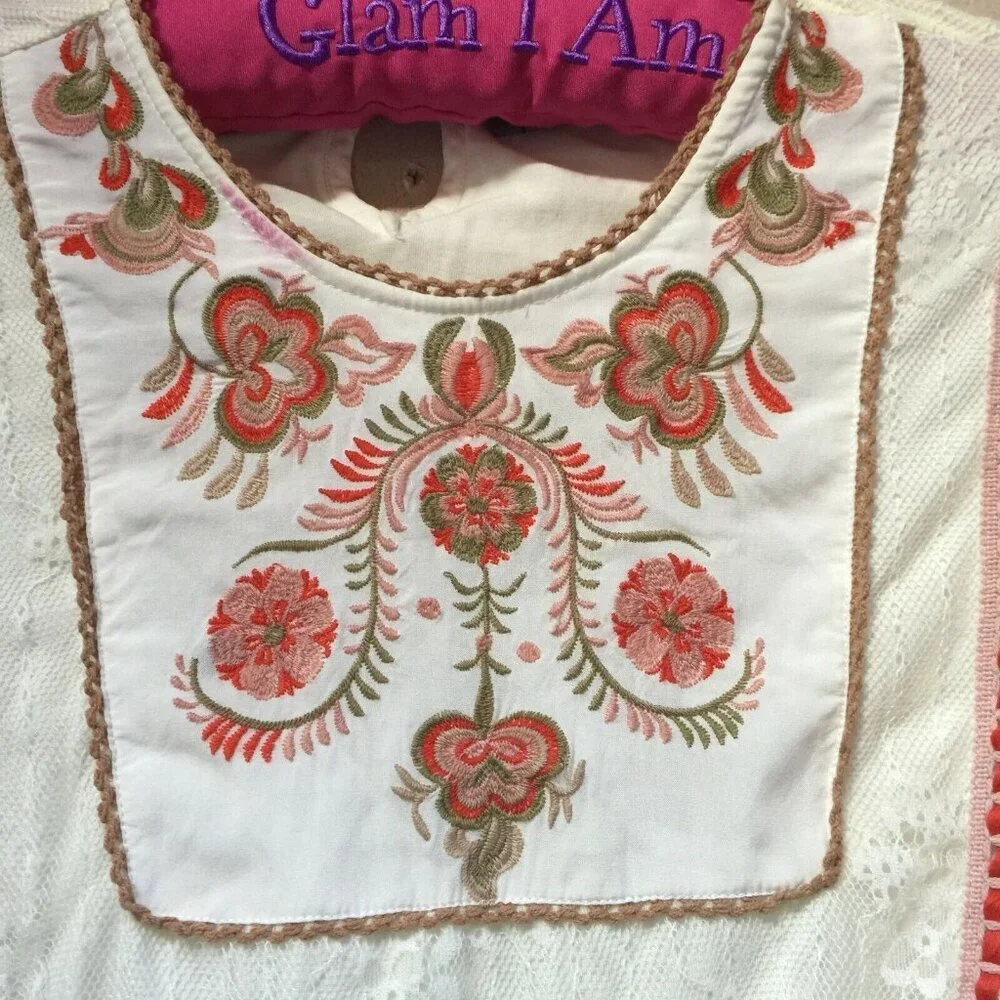 Anthropologie Blank London Embroidered Tali Lace Blouse Small Long Sleeve White
